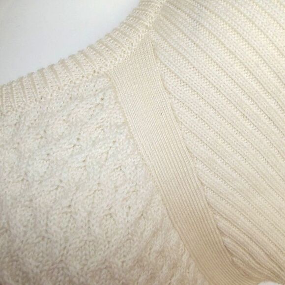CALVIN KLEIN Sweater, L, Mixed texture knit, Long sleeve, Cream, Crew neck - Picture 4 of 10